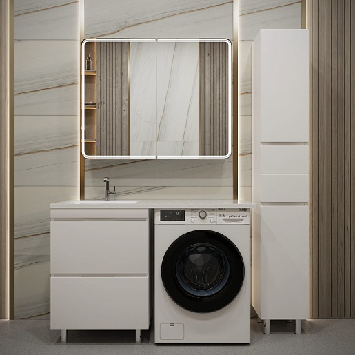 Stella Polare Мебель с раковиной под стиральную машину Мадлен Памелла 120 L белая – фотография-2